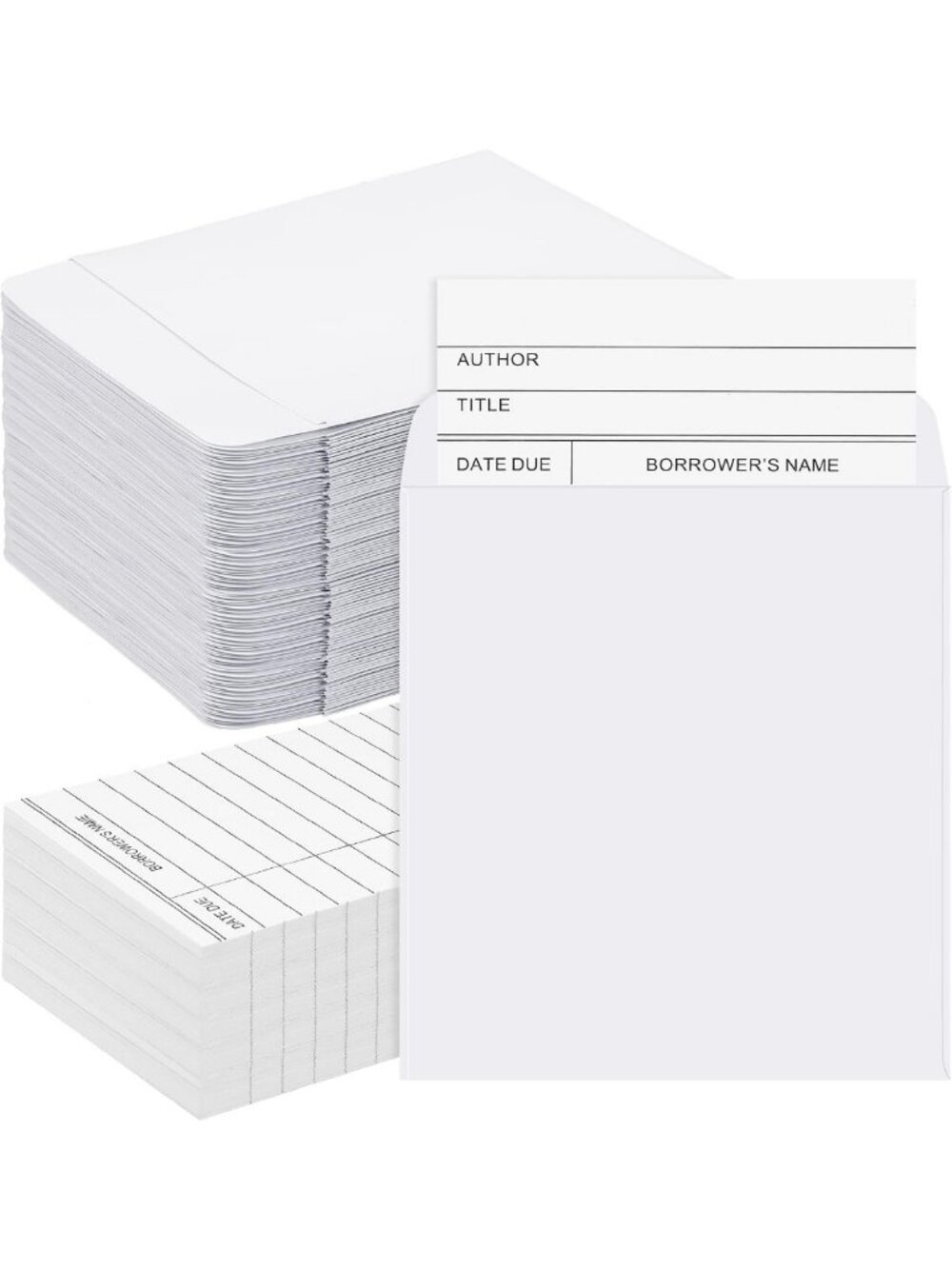 1000 Library Card Pockets & Checkout Cards - Perfect for Organizing Books